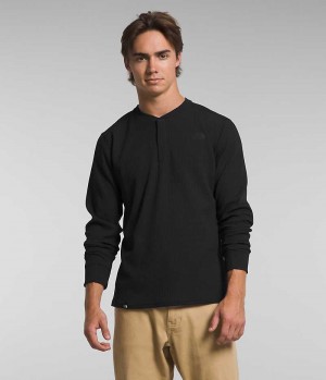 The North Face Canyon Fog Thermal Long Sleeve Henley T-Shirt Herre Sort | DK MNQRP