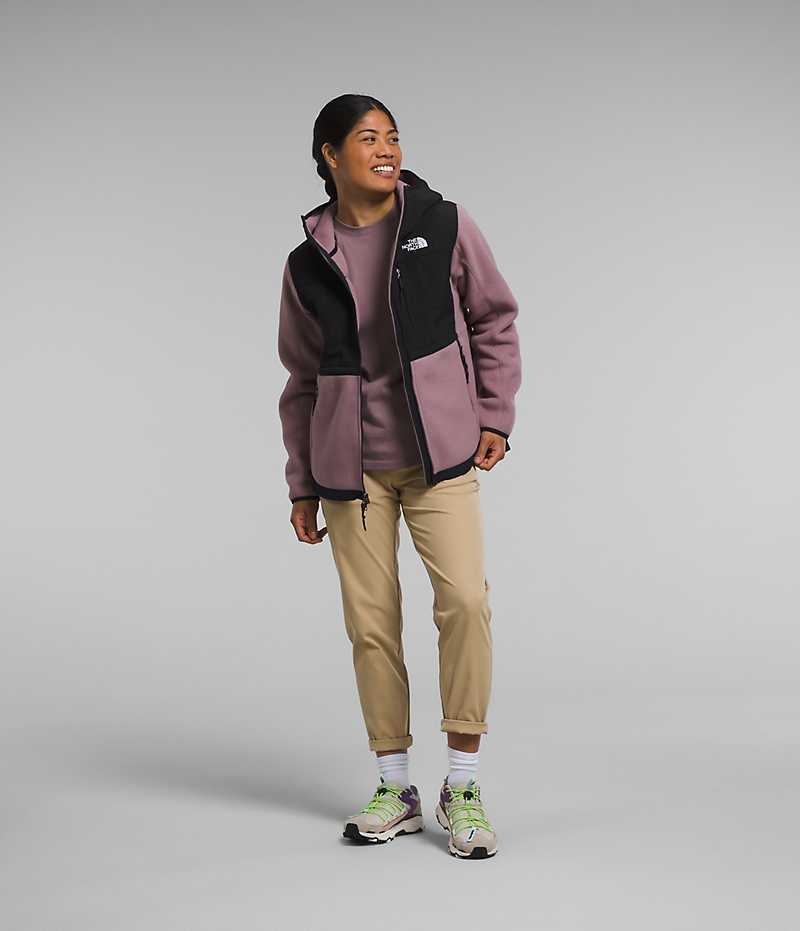 The North Face Denali Hoodie Fleece Jakker Dame Fuchsia Sort | DANMARK FLTEZ