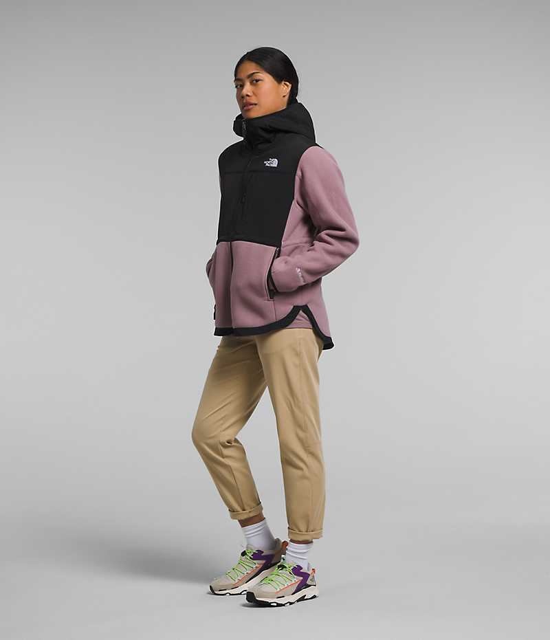 The North Face Denali Hoodie Fleece Jakker Dame Fuchsia Sort | DANMARK FLTEZ