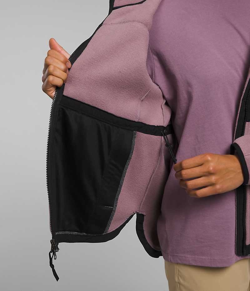 The North Face Denali Hoodie Fleece Jakker Dame Fuchsia Sort | DANMARK FLTEZ