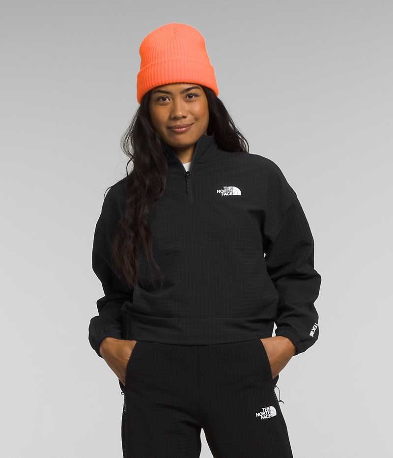 The North Face Tekware™ Grid 1/4 Zip Sweatshirt Dame Sort | DK NZVUI